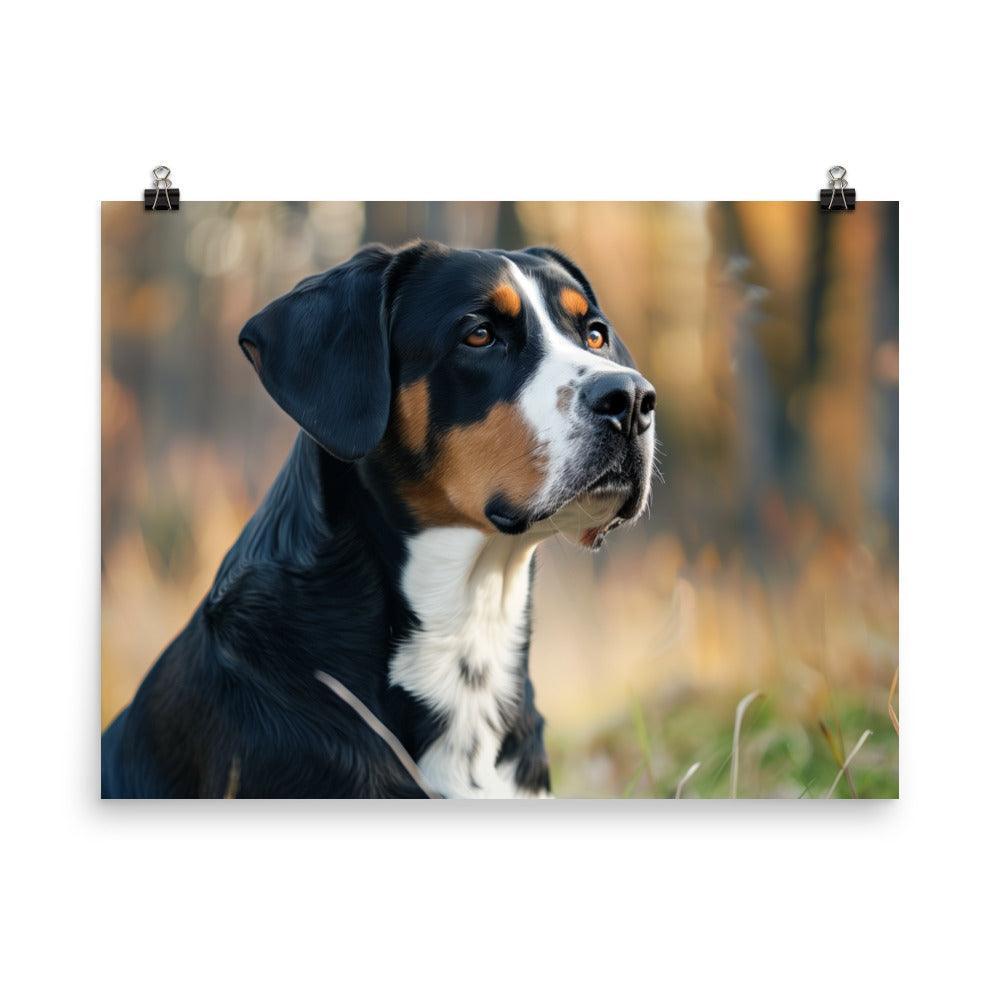 Greater Swiss Mountain Dog Autumn Portrait Poster - Oh Posters