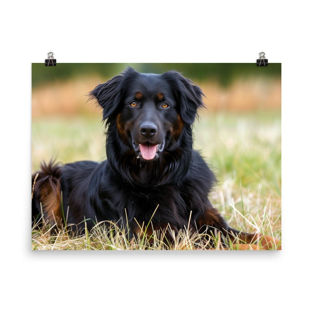 Hovawart Dog Relaxing in Field Photograph Poster - Oh Posters