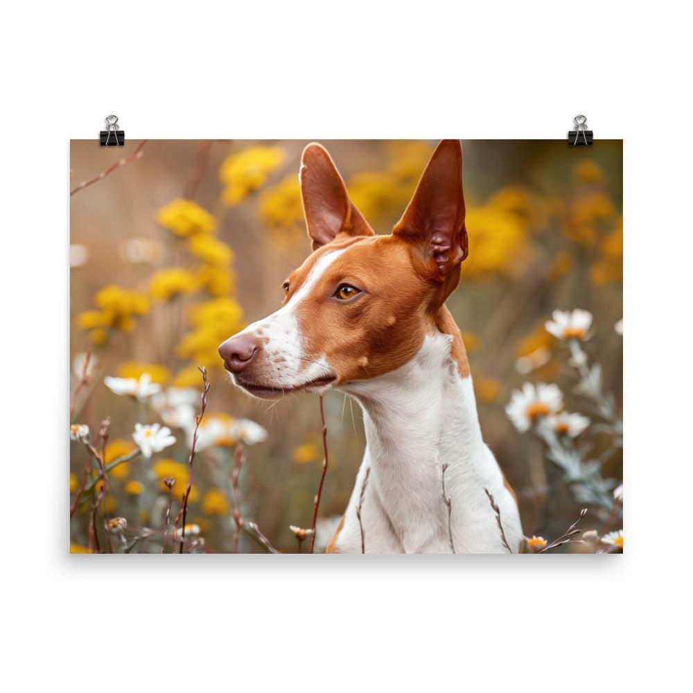 Ibizan Hound in Wildflower Field Photography Poster - Oh Posters