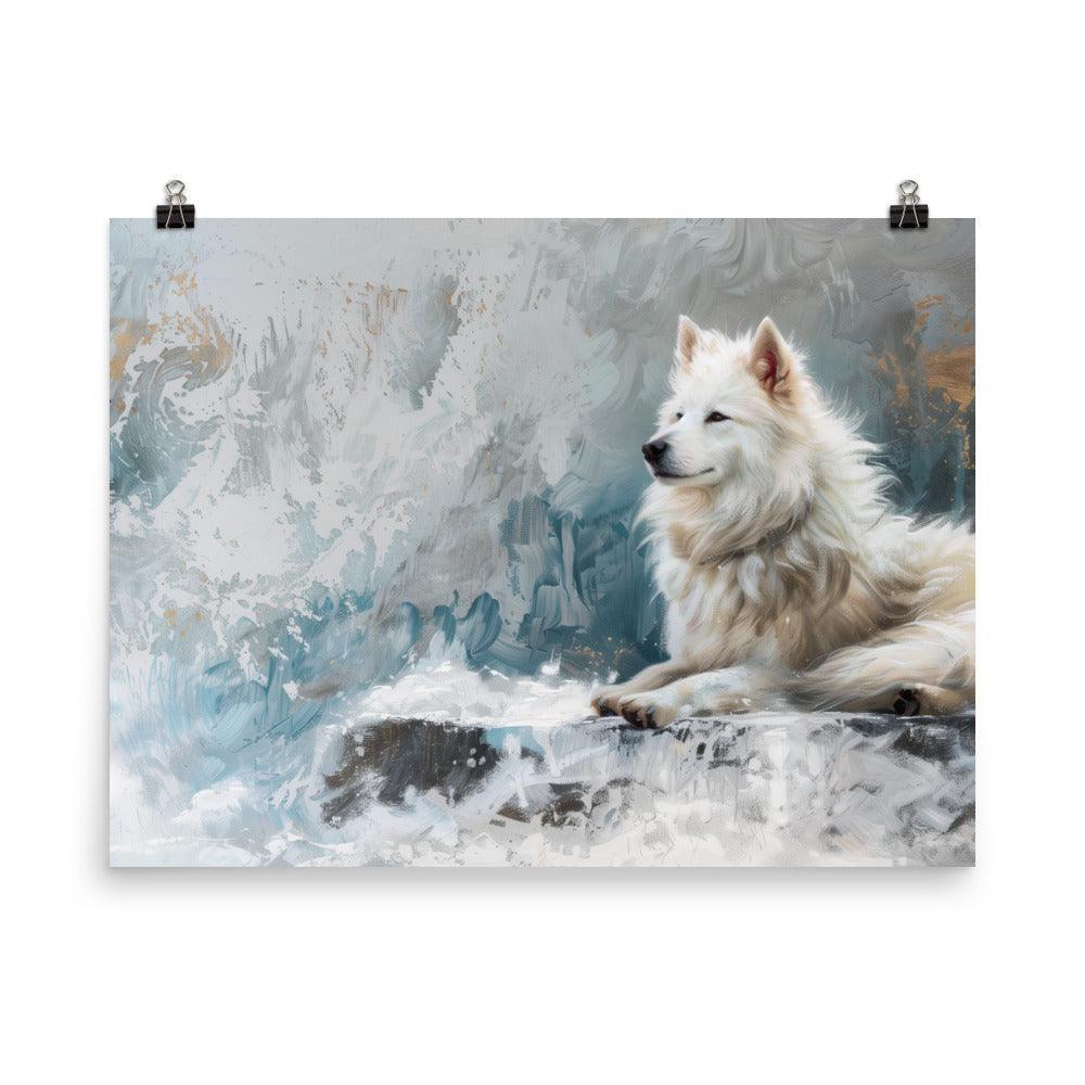 Icelandic Sheepdog Winter Landscape Painting Poster - Oh Posters