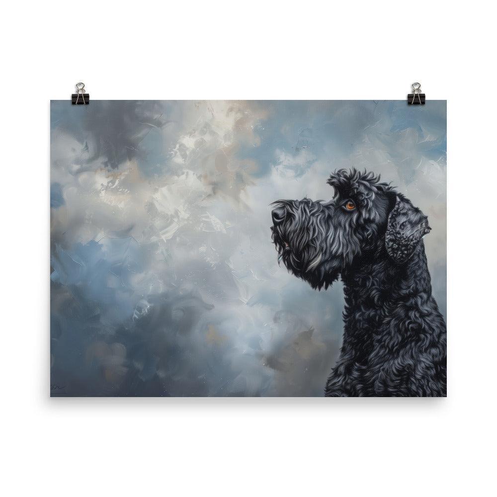 Kerry Blue Terrier Side Profile Painting Poster - Oh Posters