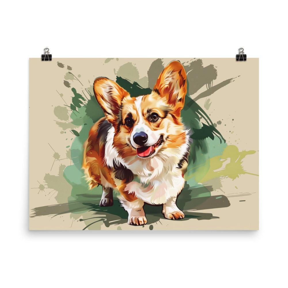 Pembroke Welsh Corgi Artistic Dog Illustration on Beige Poster - Oh Posters