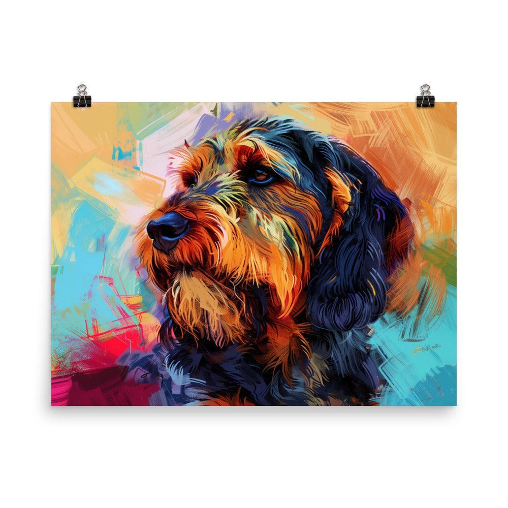 Otterhound Abstract Colorful Dog Art with Vibrant Background Poster - Oh Posters