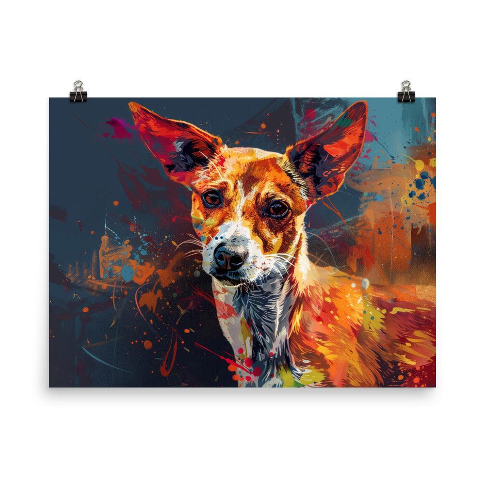 Portuguese Podengo Colorful Abstract Dog Portrait Poster - Oh Posters