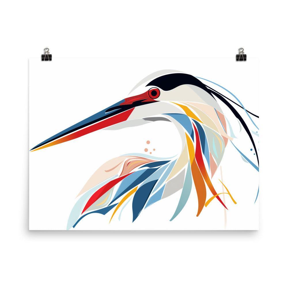 Egret Vibrant Abstract Design Art Poster - Oh Posters