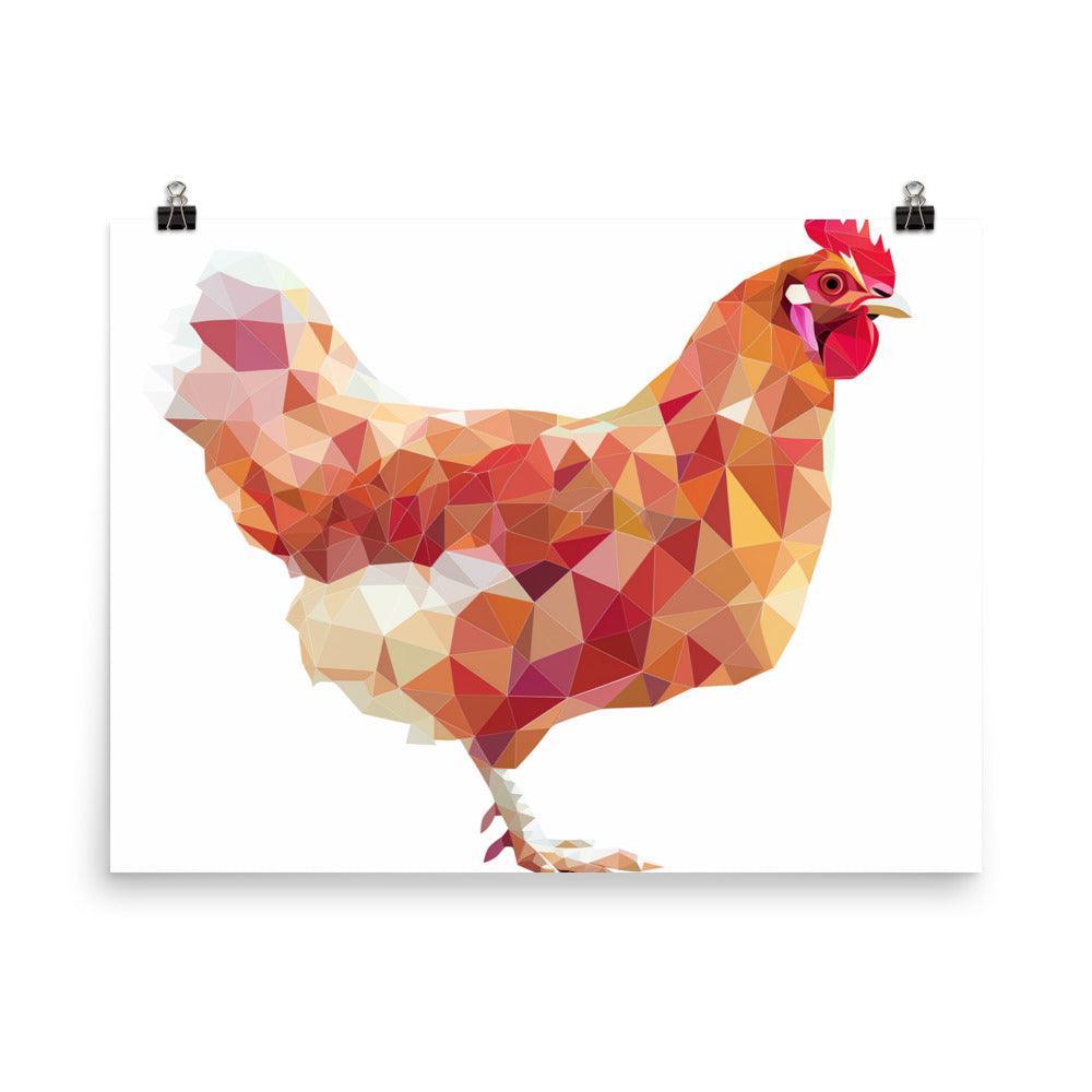 Chicken Low Poly Geometric Art Poster - Oh Posters