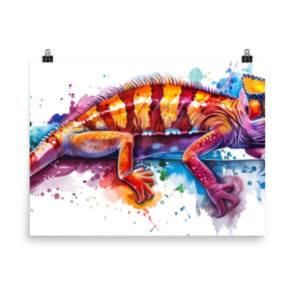 Colorful Chameleon Vibrant Splash Art Poster - Oh Posters