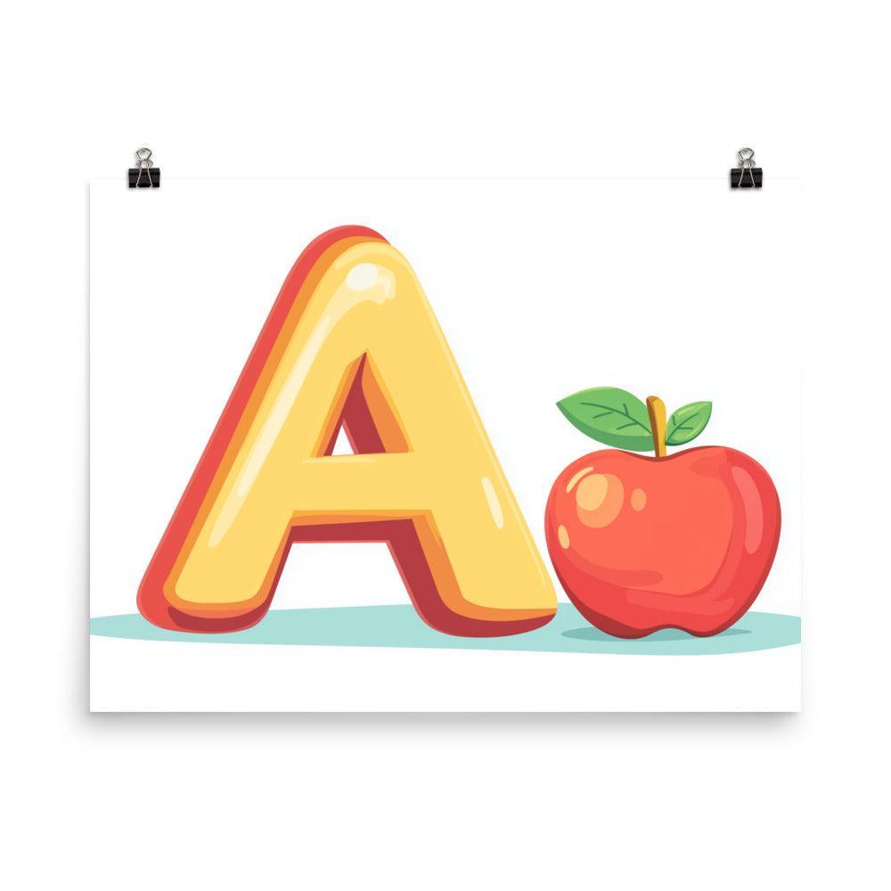 Kids Alphabet Letter A with Apple Educational Poster - Oh Posters