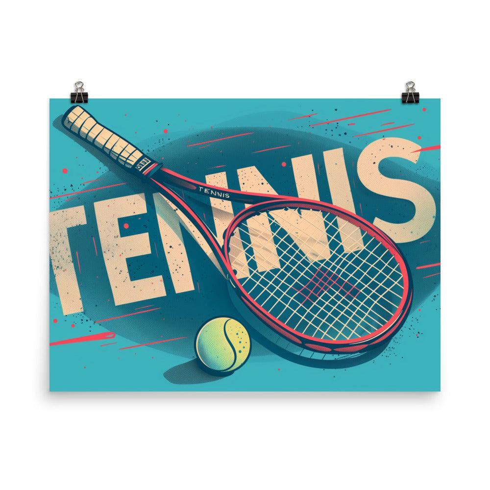 Tennis Racket and Ball Retro Sports Graphic Poster - Oh Posters