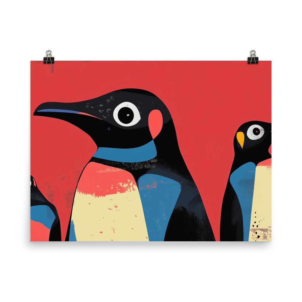 Colorful Penguin Trio Modern Pop Art Design Poster - Oh Posters