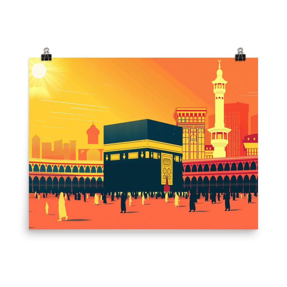 Kaaba Mecca Islamic Architecture Sunrise Illustration Poster - Oh Posters