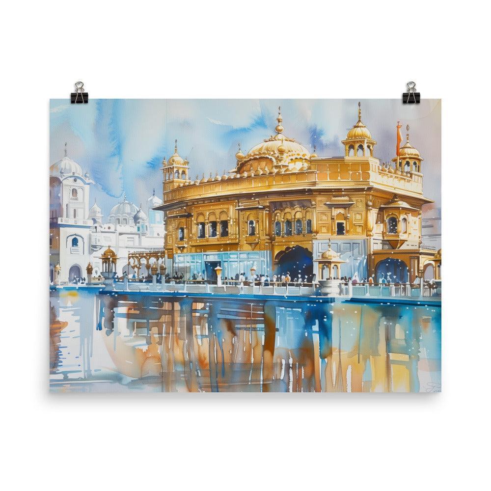 Golden Temple Sikh Architecture Watercolor Art Poster - Oh Posters