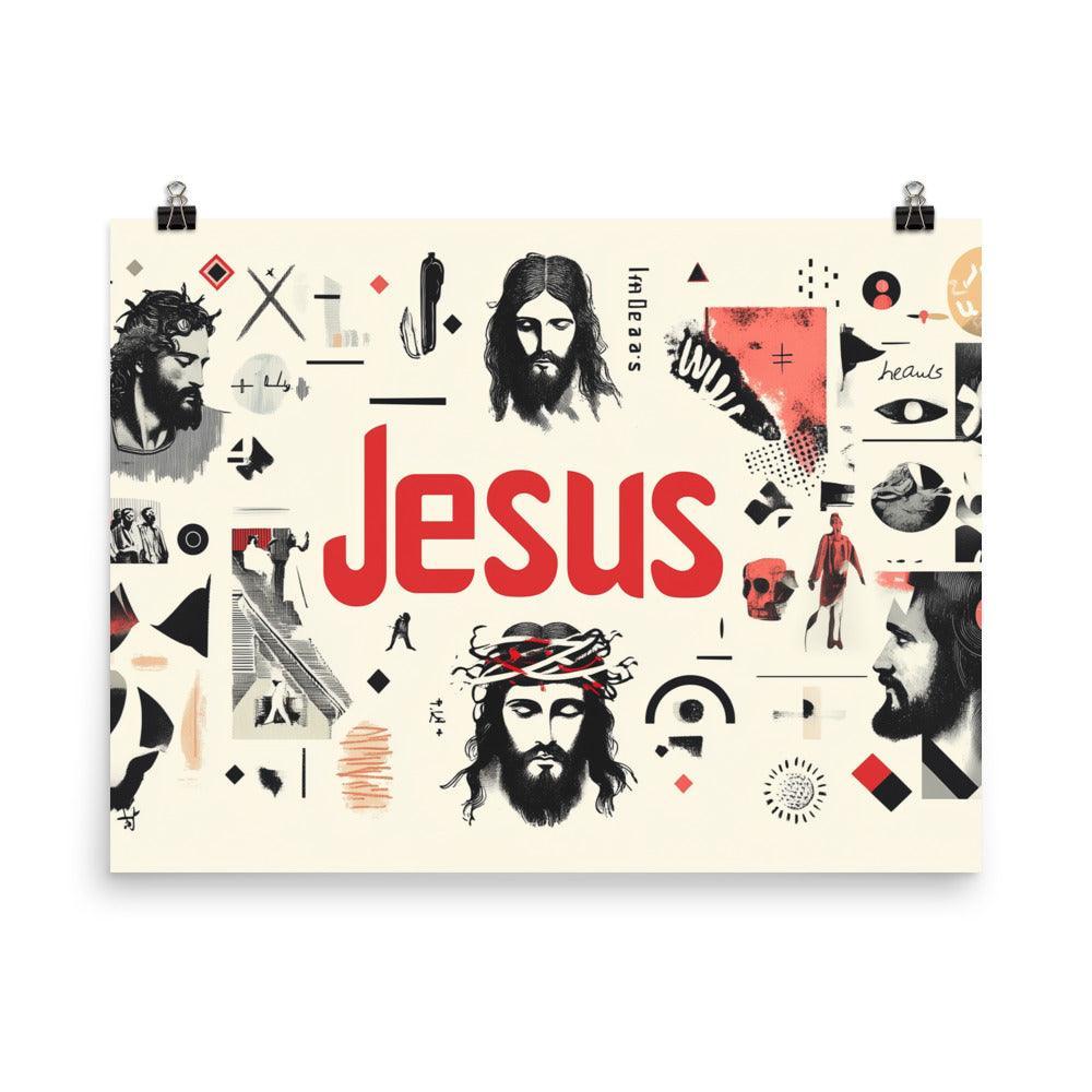 Jesus Modern Minimalist Spiritual Collage Art Poster - Oh Posters