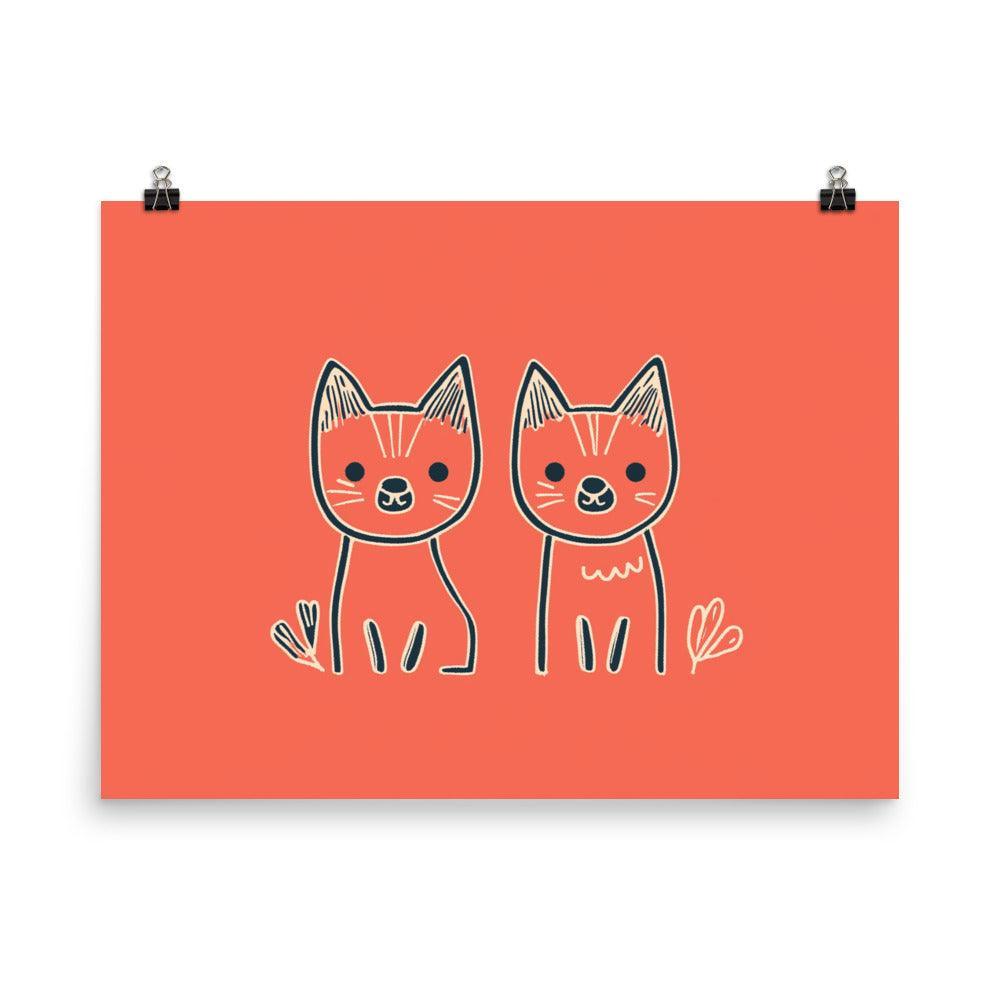 Cartoon Minimalist Dingos Digital Illustration Poster - Oh Posters