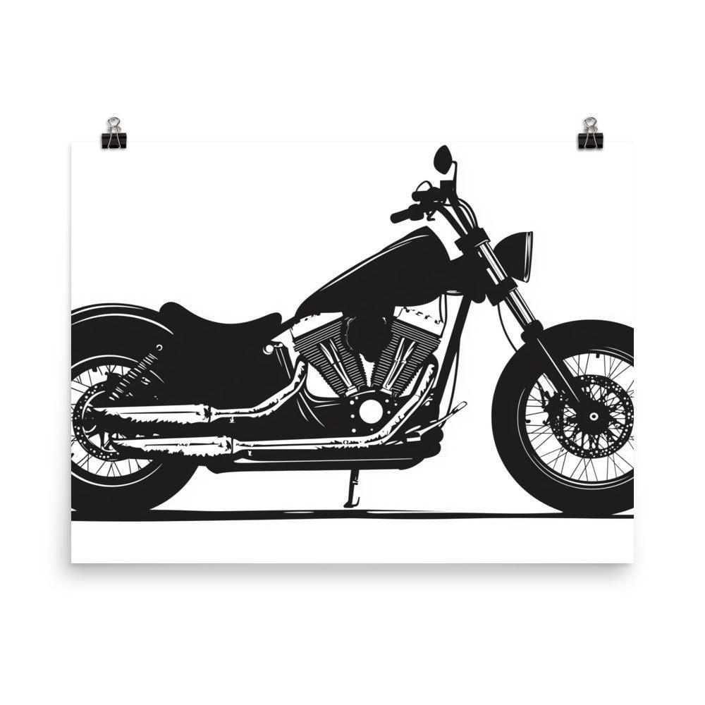 Classic Cruiser Motorcycle Silhouette Black and White Art Poster - Oh Posters