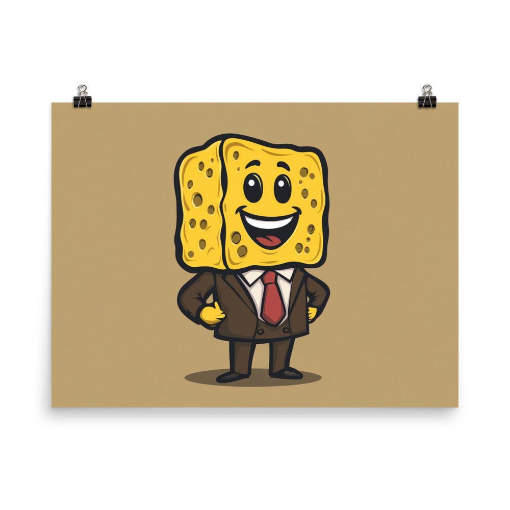 Happy Sponge Businessman Cartoon Illustration Poster - Oh Posters