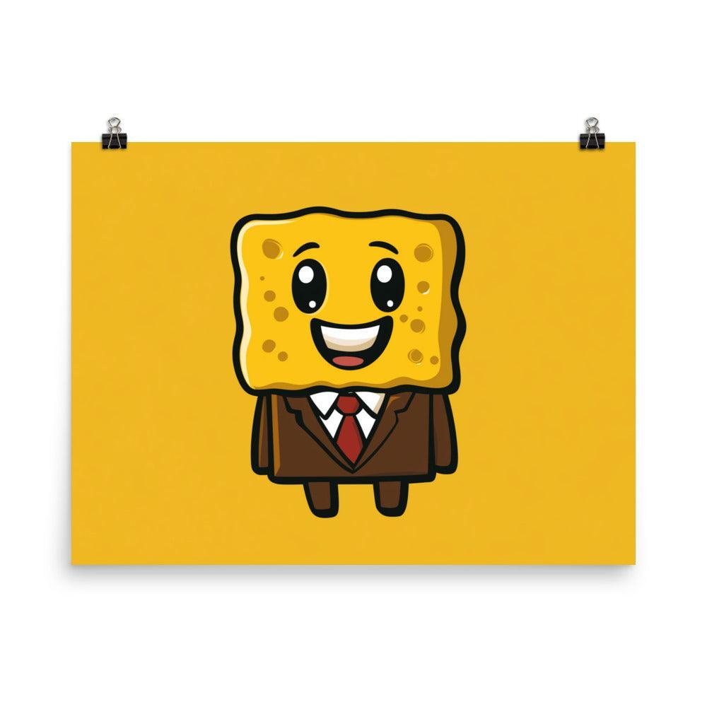 Cute Sponge Character in Suit Playful Cartoon Art Poster - Oh Posters