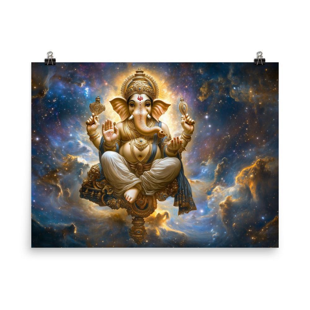 Cosmic Ganesh in a Starry Universe Fantasy Divine Art Poster - Oh Posters