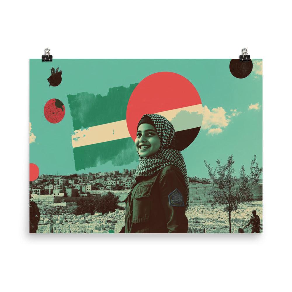 Palestinian Girl Smiling Pop Art Collage Poster - Oh Posters