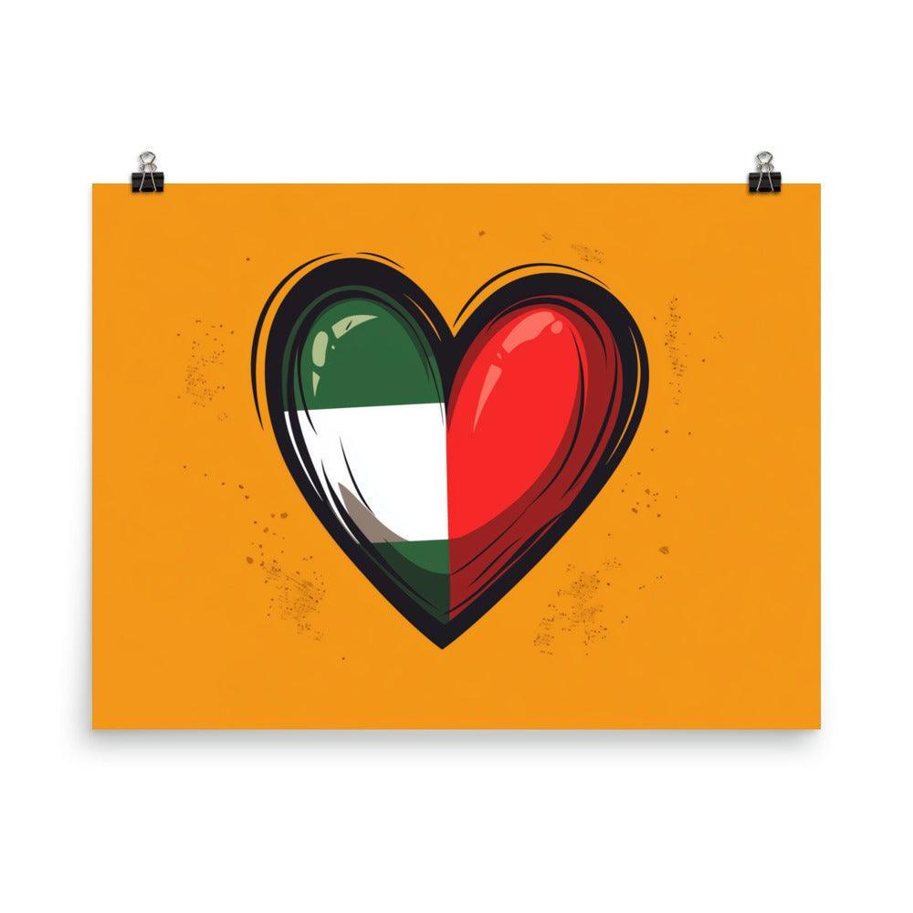 Palestinian Heart Flag Symbol on Orange Background Poster - Oh Posters