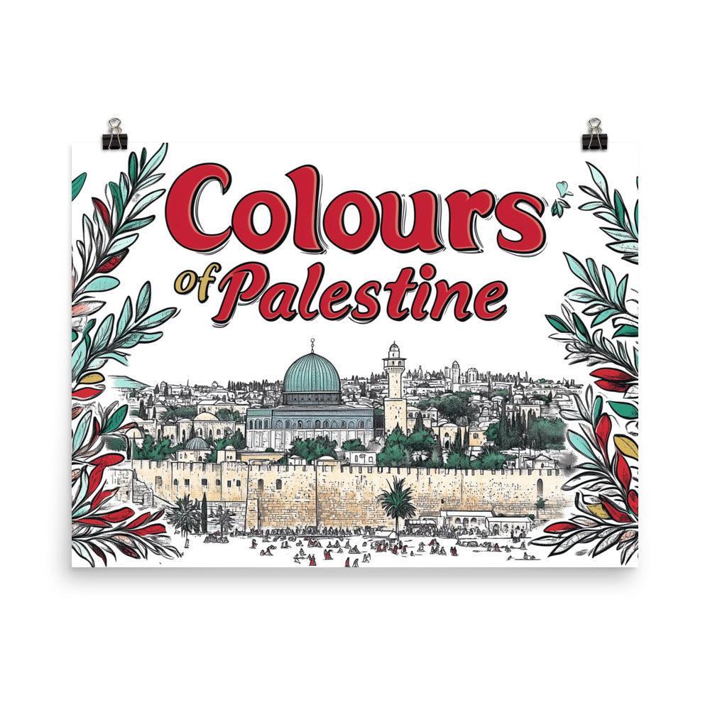 Colours of Palestine Jerusalem Cityscape Illustration Poster - Oh Posters