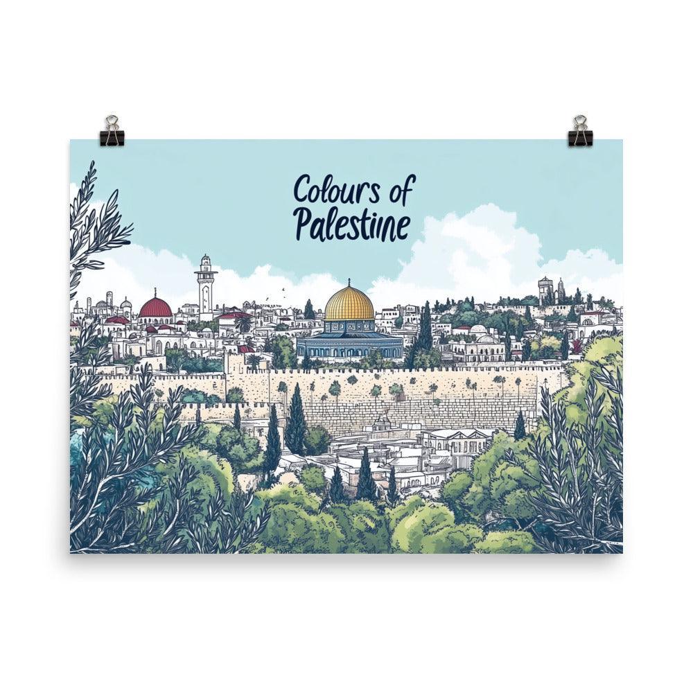 Colours of Palestine Dome of the Rock Landscape Art Poster - Oh Posters