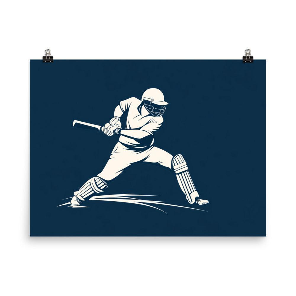 Clean Line Art Cricket Batsman in Batting Pose Poster - Oh Posters