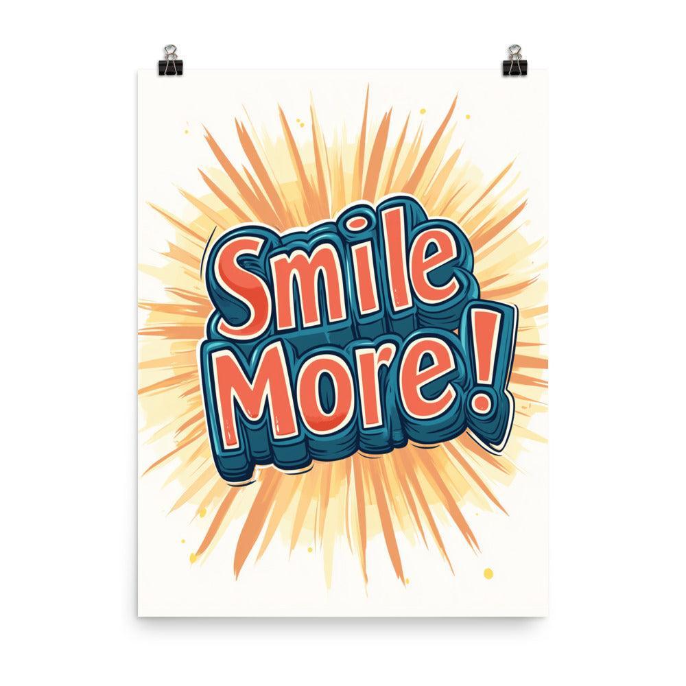 Smile More Playful Typography with Bright Sunburst Poster - Oh Posters