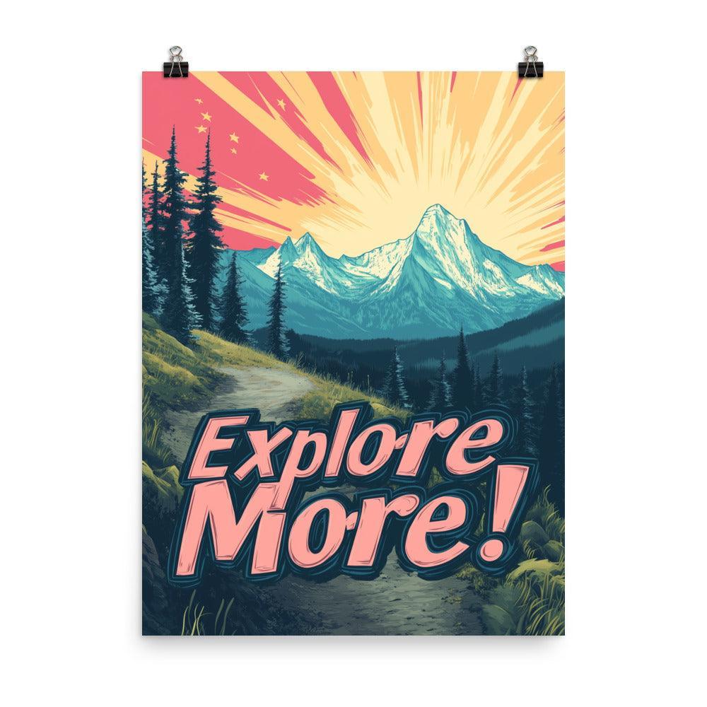 Explore More Mountain Sunset Scene with Pathway and Pink Sky Poster - Oh Posters