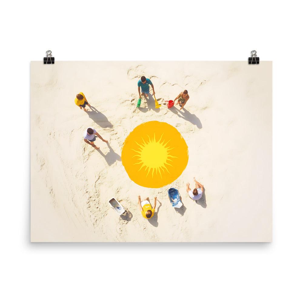 Beach Cleanup Sun Teamwork Vibrant Community Poster - Oh Posters