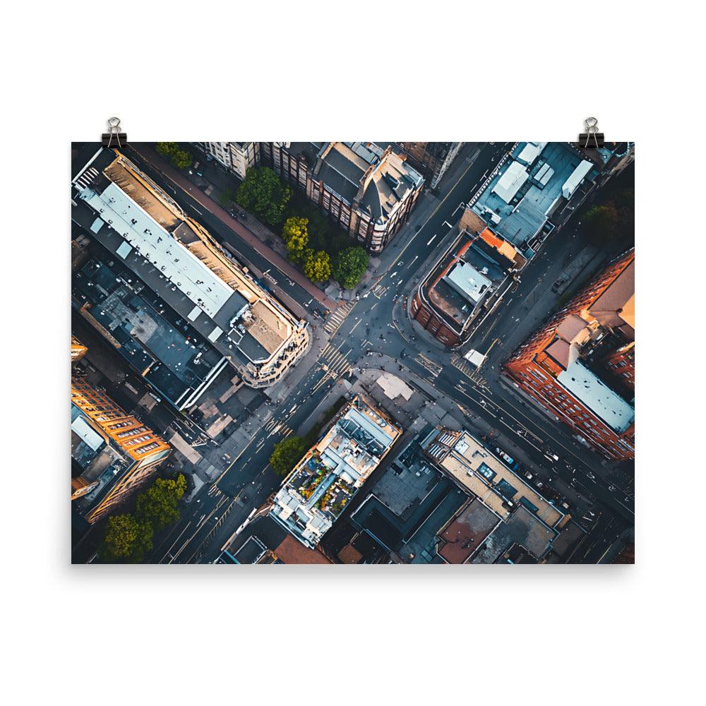Manchester Urban Aerial View Cityscape Poster - Oh Posters