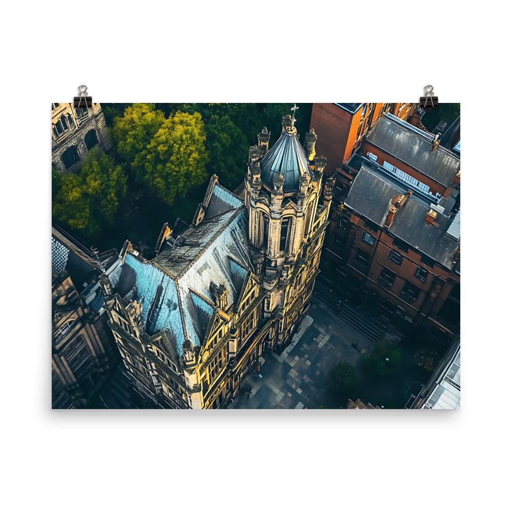 Manchester Aerial View Architecture Charm Urban Skyline Poster - Oh Posters
