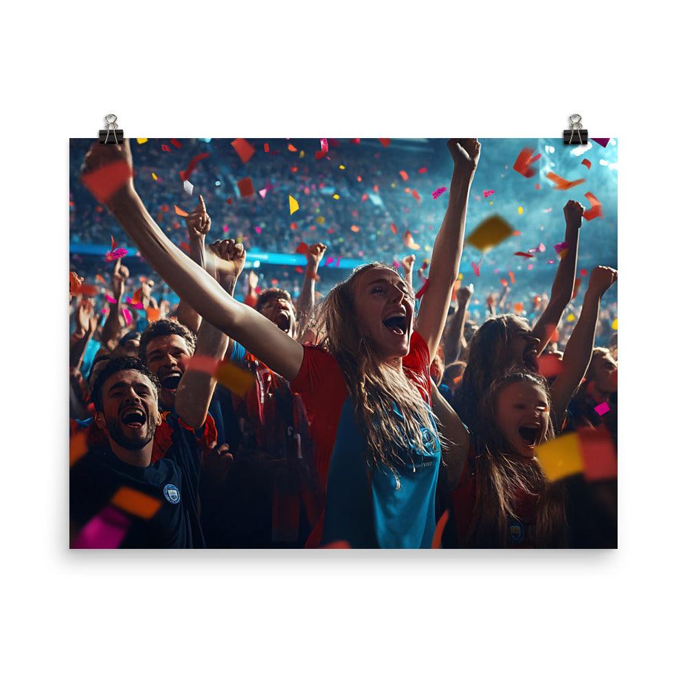 Manchester Football Celebration Crowd Energy and Excitement Poster - Oh Posters