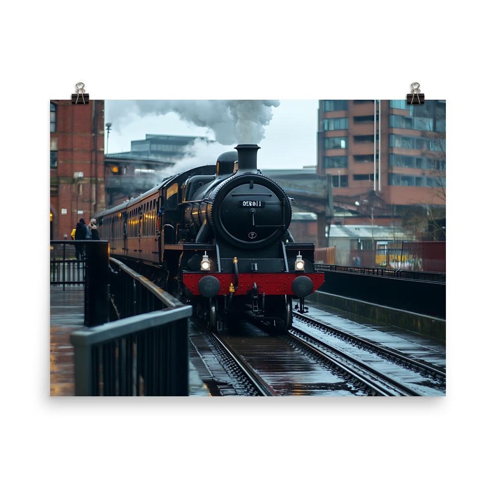 Manchester Steam Train Adventure Through Iconic Urban Landscape Poster - Oh Posters