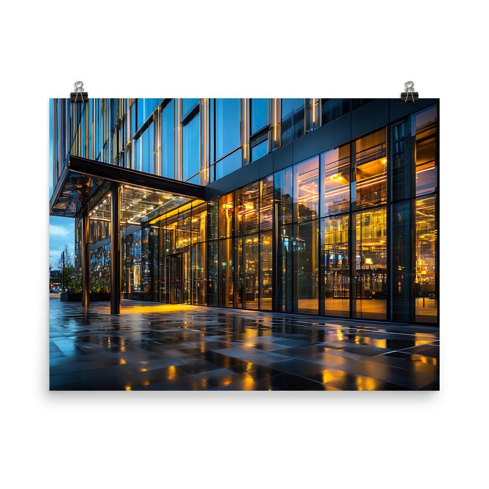 Manchester City Reflections On Modern Architecture Evening Lights Poster - Oh Posters