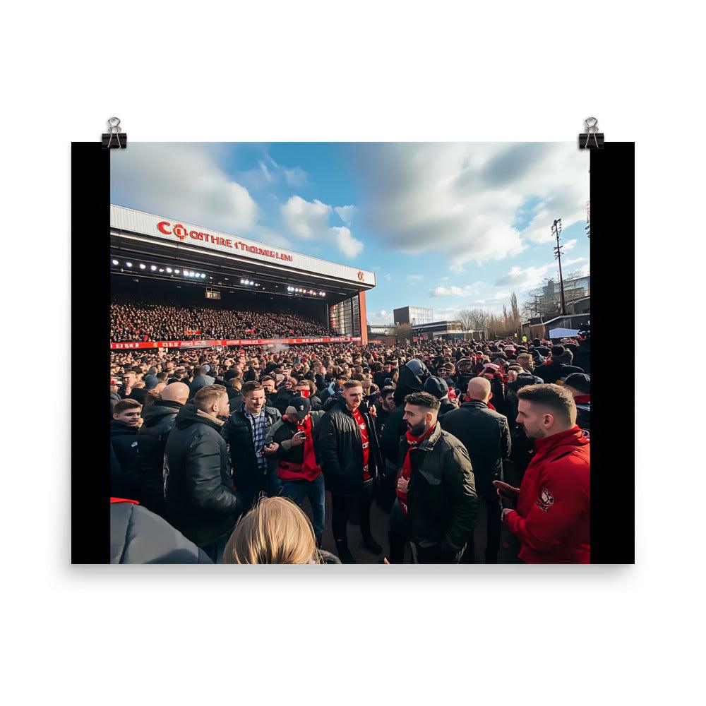Manchester Football Fan Gathering Atmosphere Vibrant Crowd Scene Poster - Oh Posters