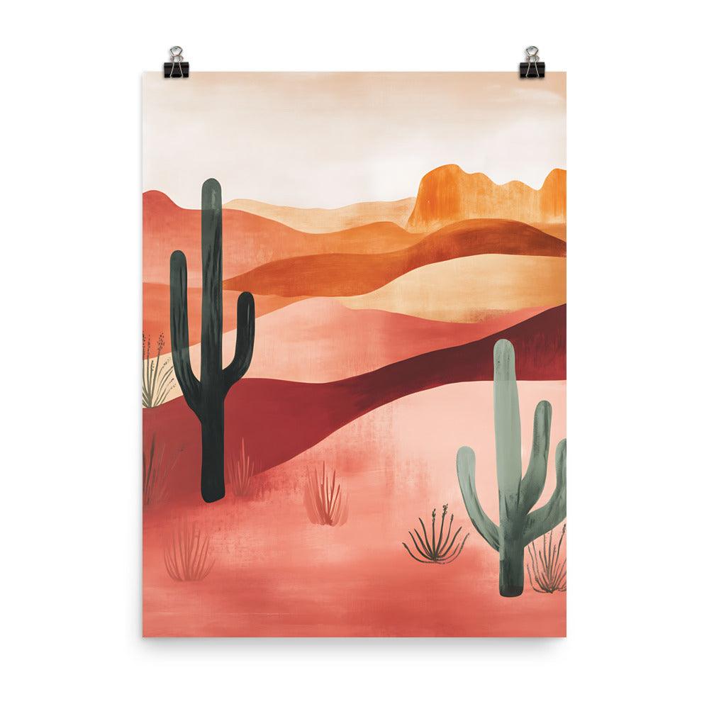 Boho Desert Landscape Cactus Serenity in Warm Earth Tones Poster - Oh Posters