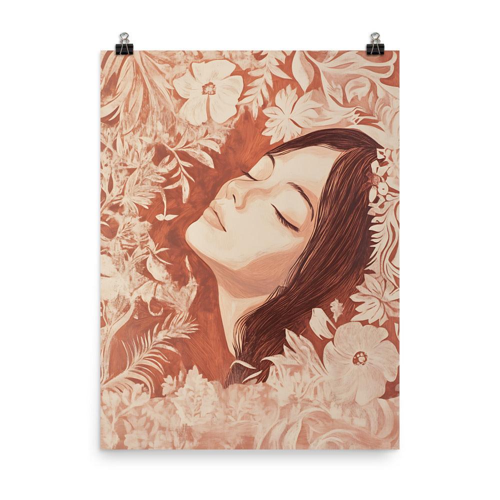 Boho Floral Serenity Dreamscape in Earthy Tones Poster - Oh Posters