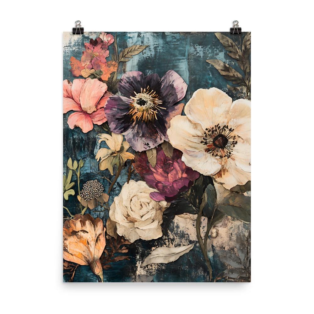 Boho Floral Dreams with Vibrant Blooms and Rustic Charm Poster - Oh Posters