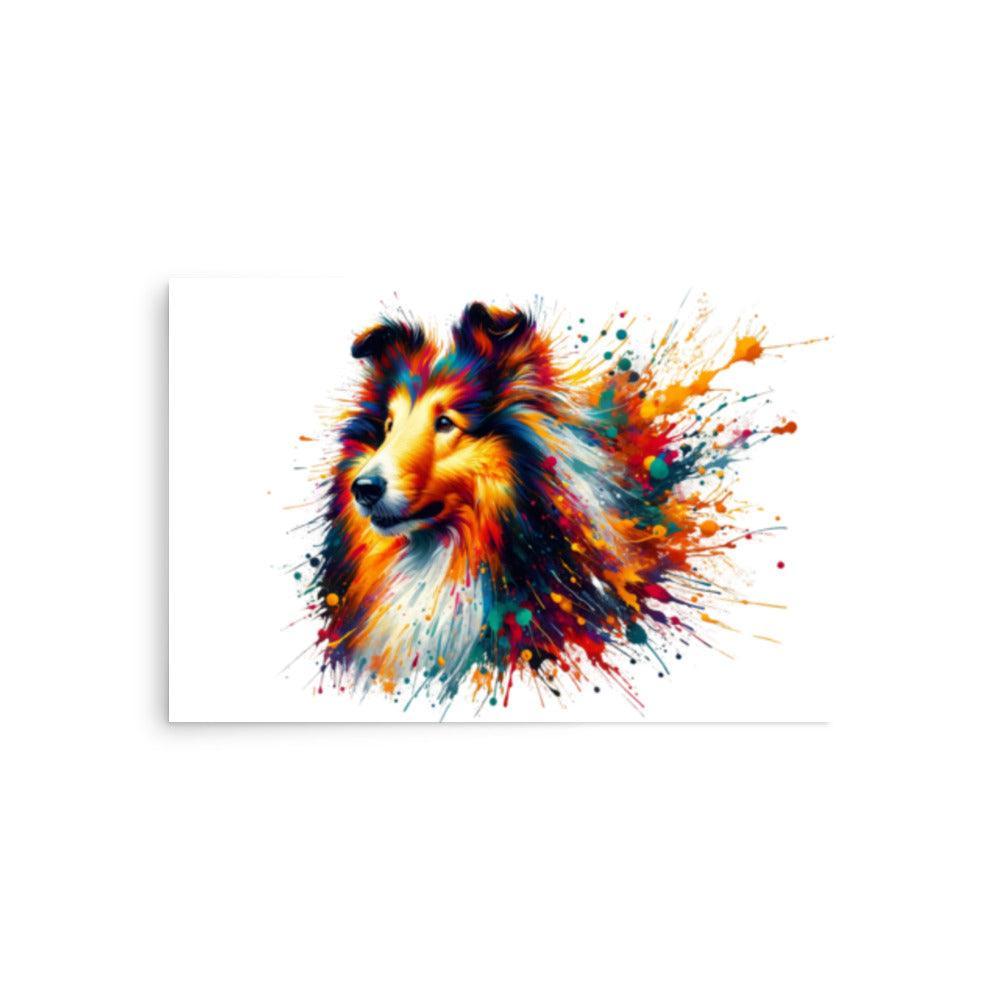 Rough Collie Dog Splatter Art Explosive Colors Poster - Oh Posters