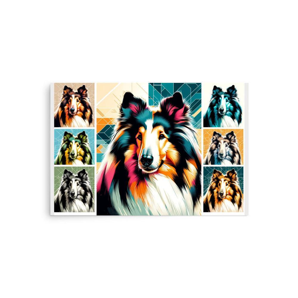 Rough Collie Dog Collage Line Vibrant Art Styles Poster - Oh Posters