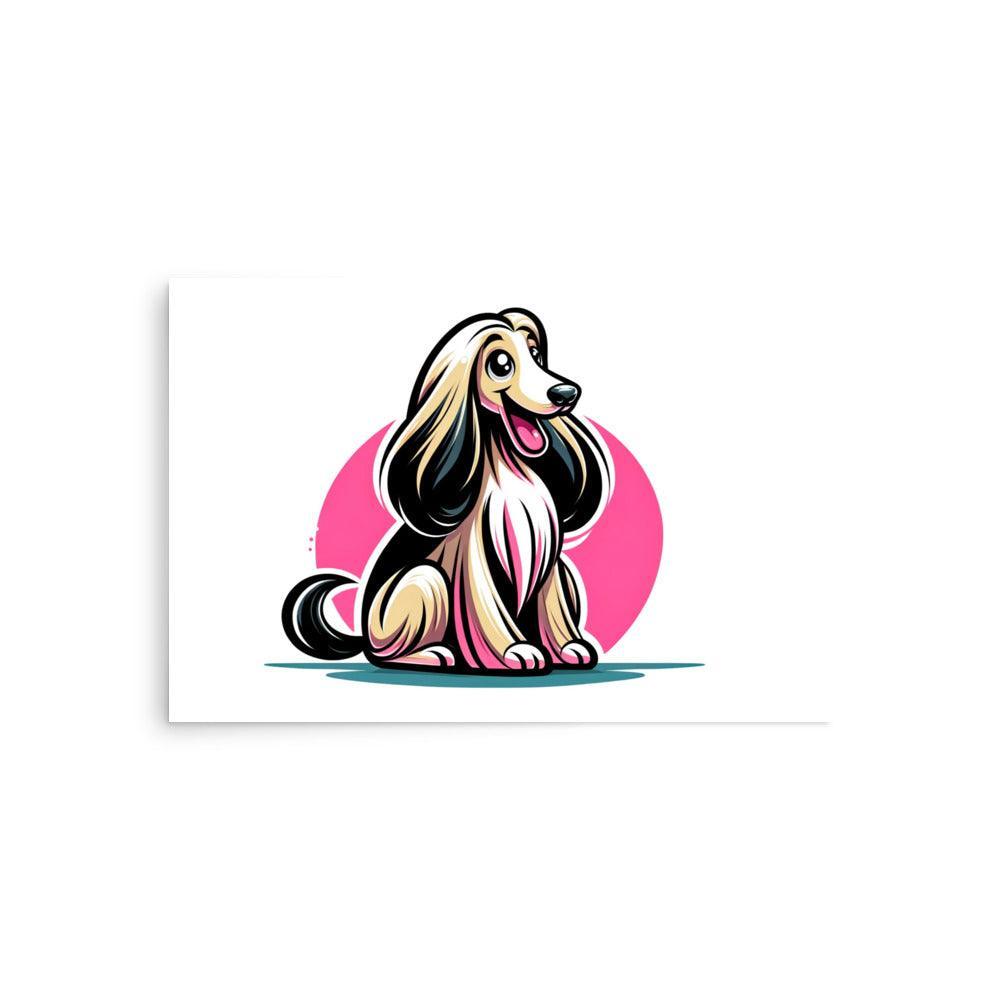 Joyful Afghan Hound Vibrant Cartoon Poster - Oh Posters