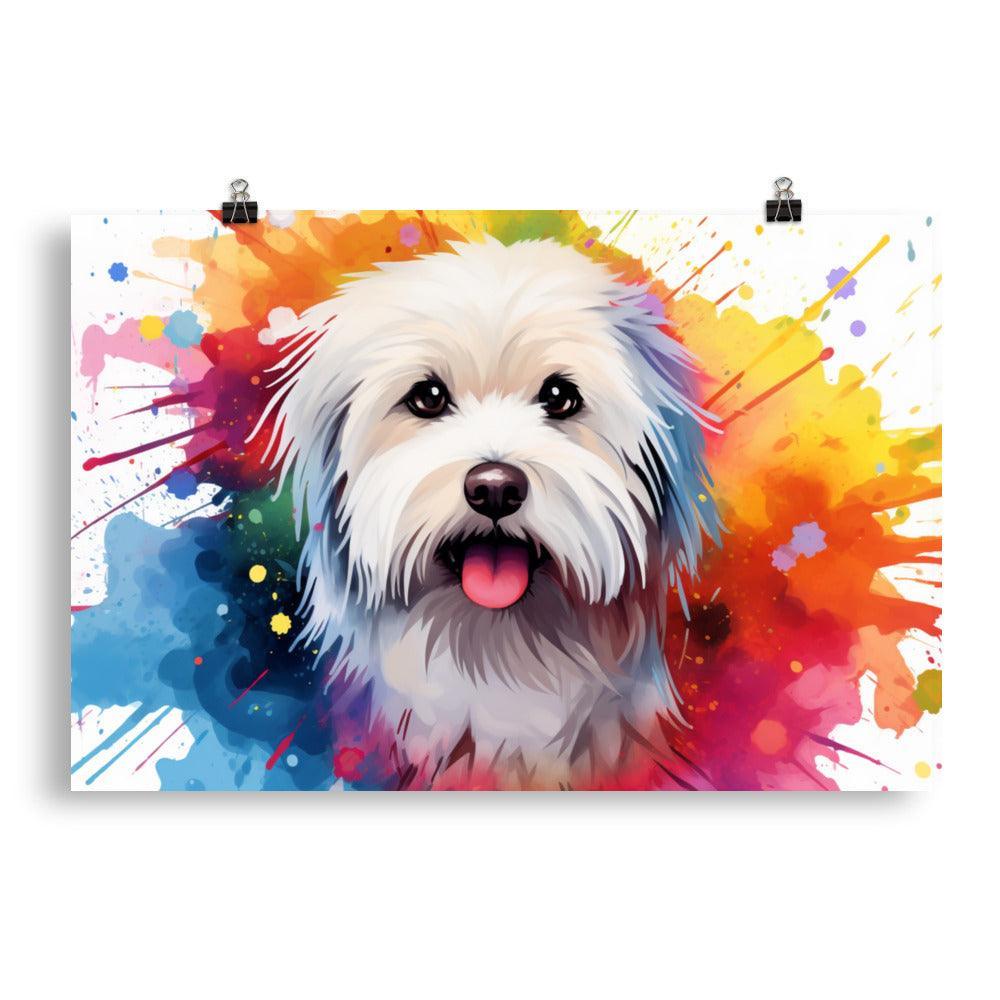 Coton De Tulear Radiant Watercolor Splatter Art Poster - Oh Posters