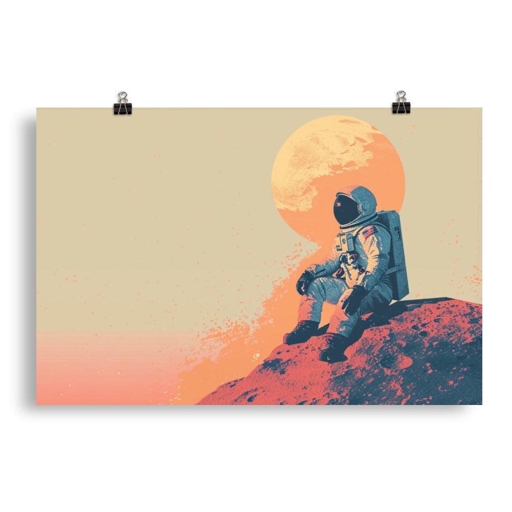 Cosmic Explorer Contemplation Space Travel Digital Art Poster - Oh Posters