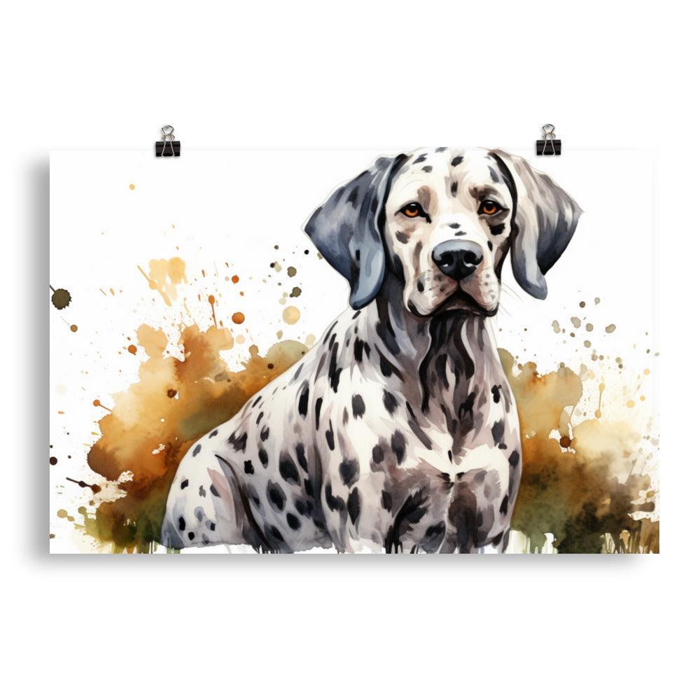 Dalmatian Splatter Paint Effect Dog Illustration Poster - Oh Posters