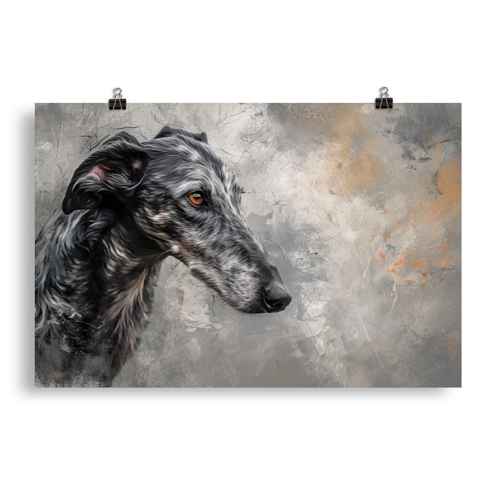 Deerhound Abstract Textured Art Dog Poster - Oh Posters