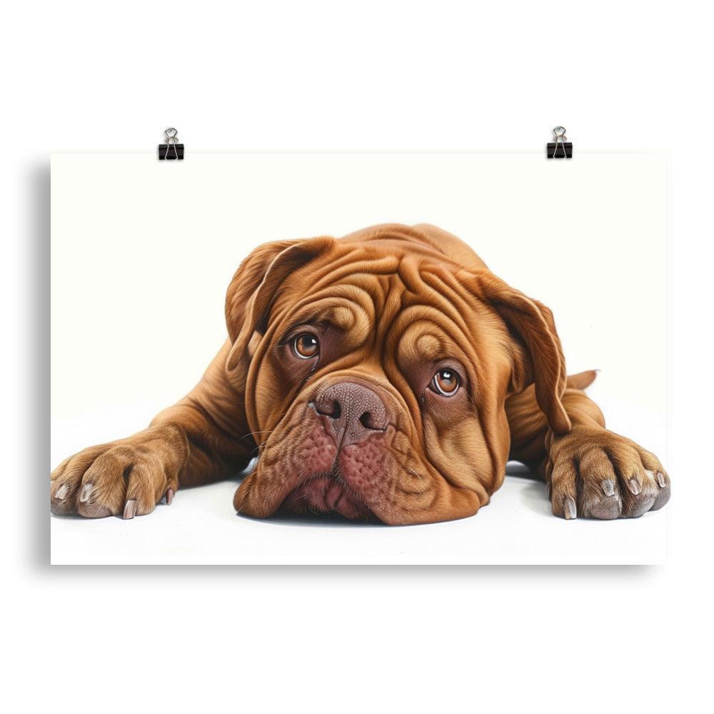 Dogue de Bordeaux Lying Down Realistic Artwork Poster - Oh Posters