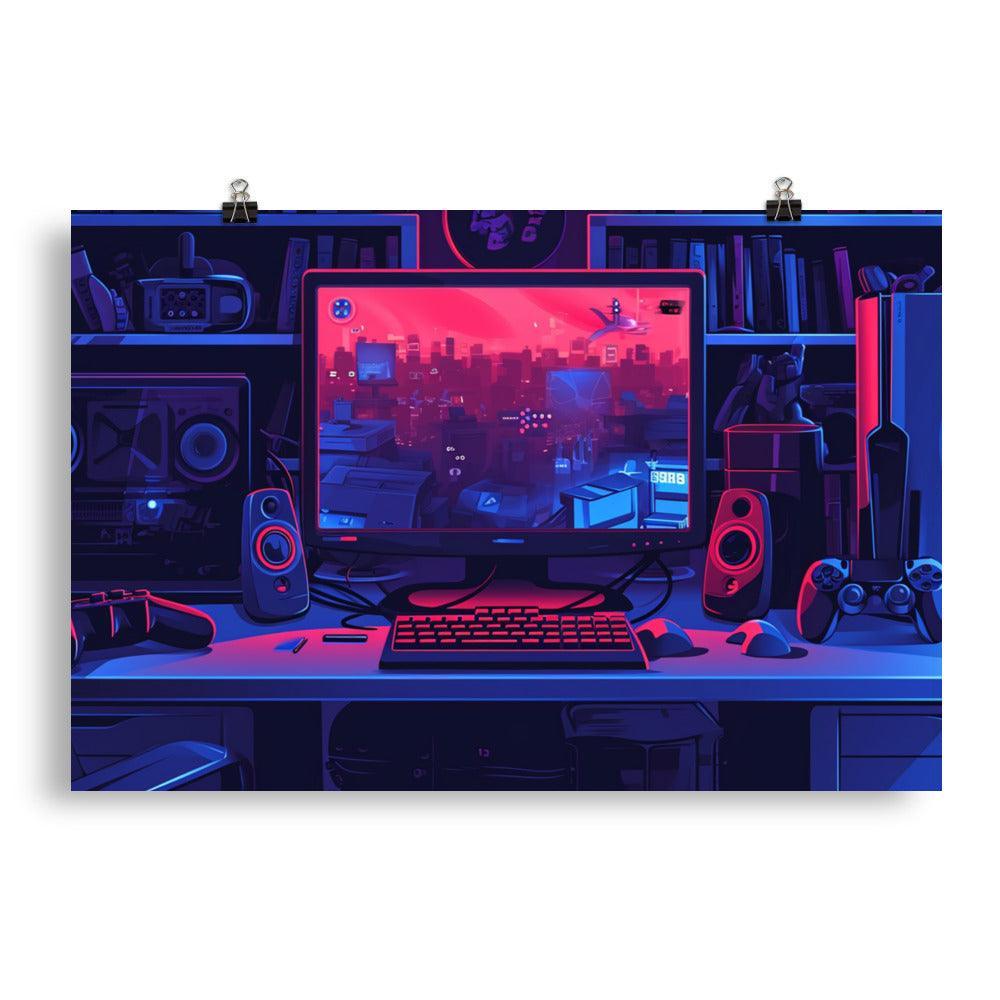 Gamer Room View Digital Illustration Poster - Oh Posters