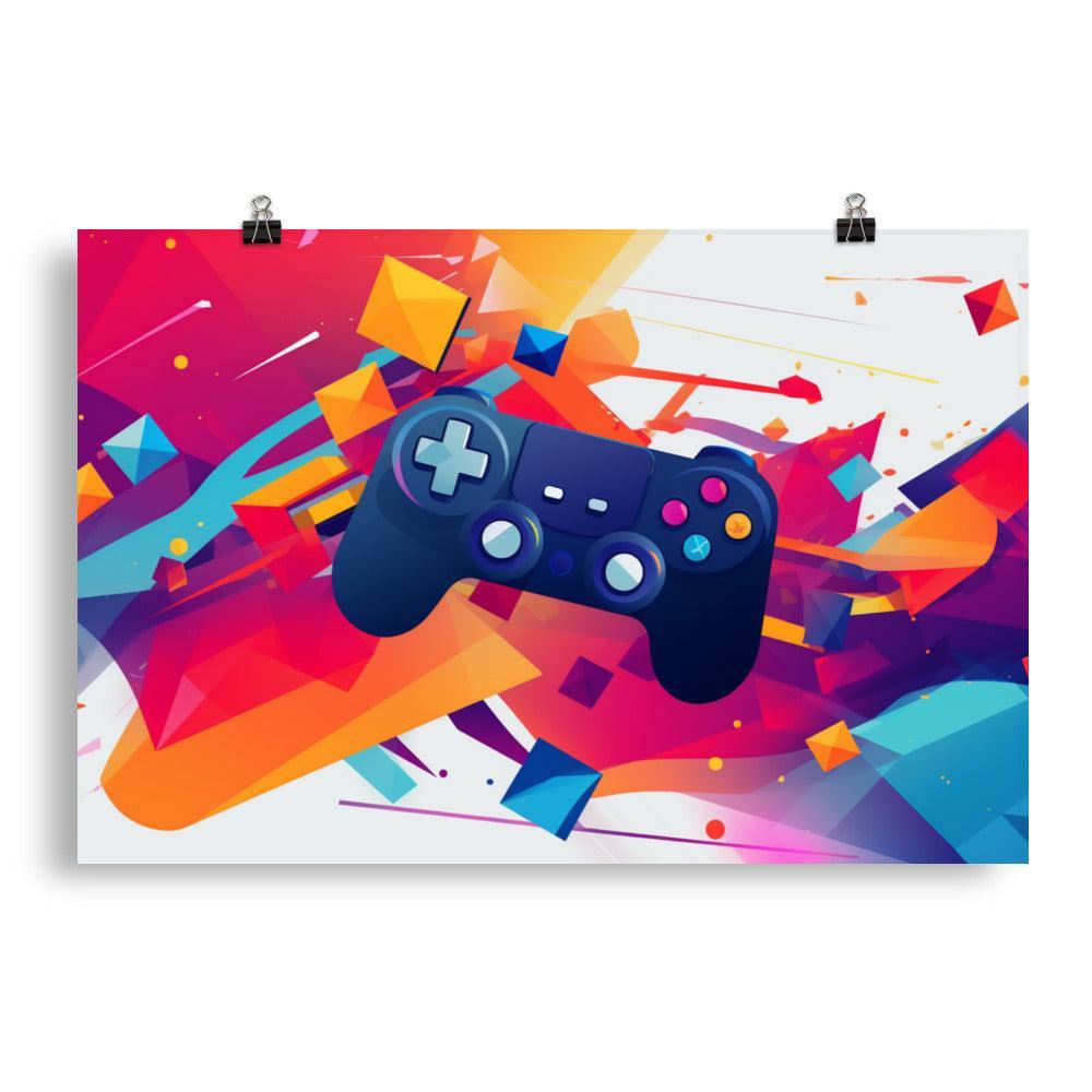 Vibrant Gaming Controller Abstract Explosion Poster - Oh Posters