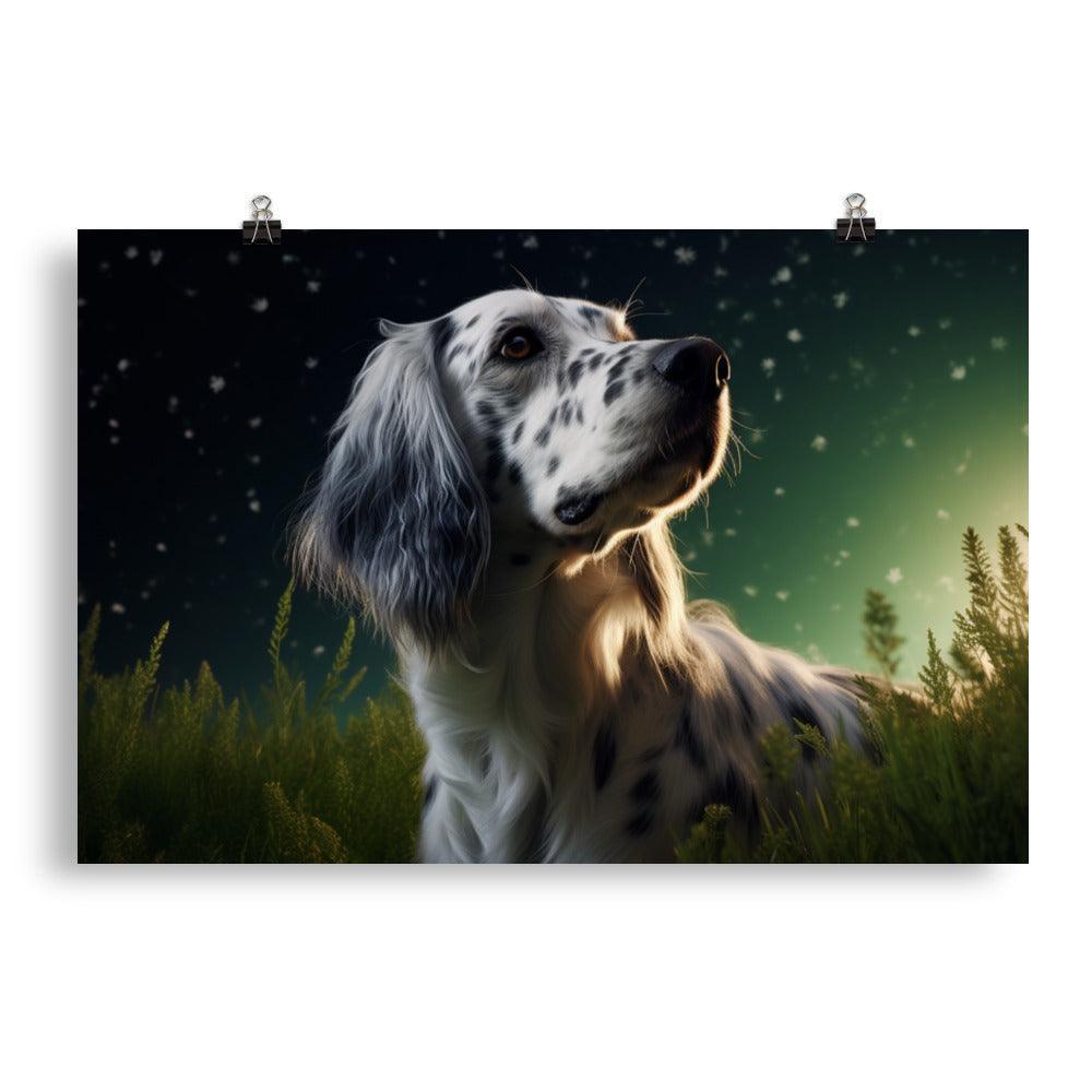 English Setter Twilight Gaze Nature-Inspired Digital Art Poster - Oh Posters